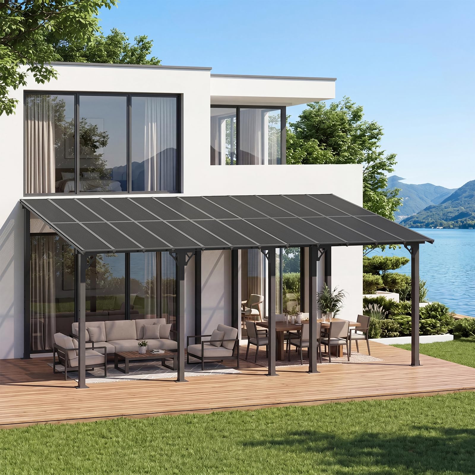 Wall-Mounted Outdoor Pergola for Patio Shade Cover