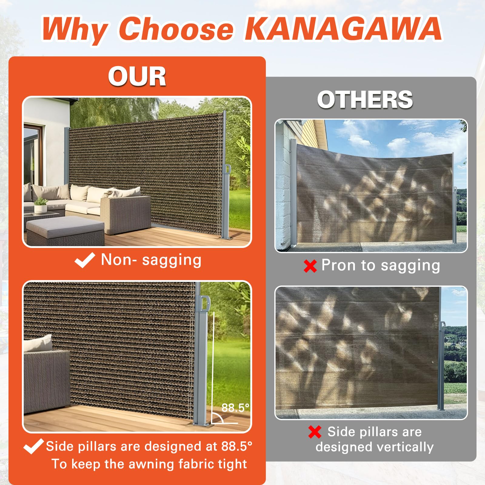 Retractable Side Awning Folding Privacy Screen