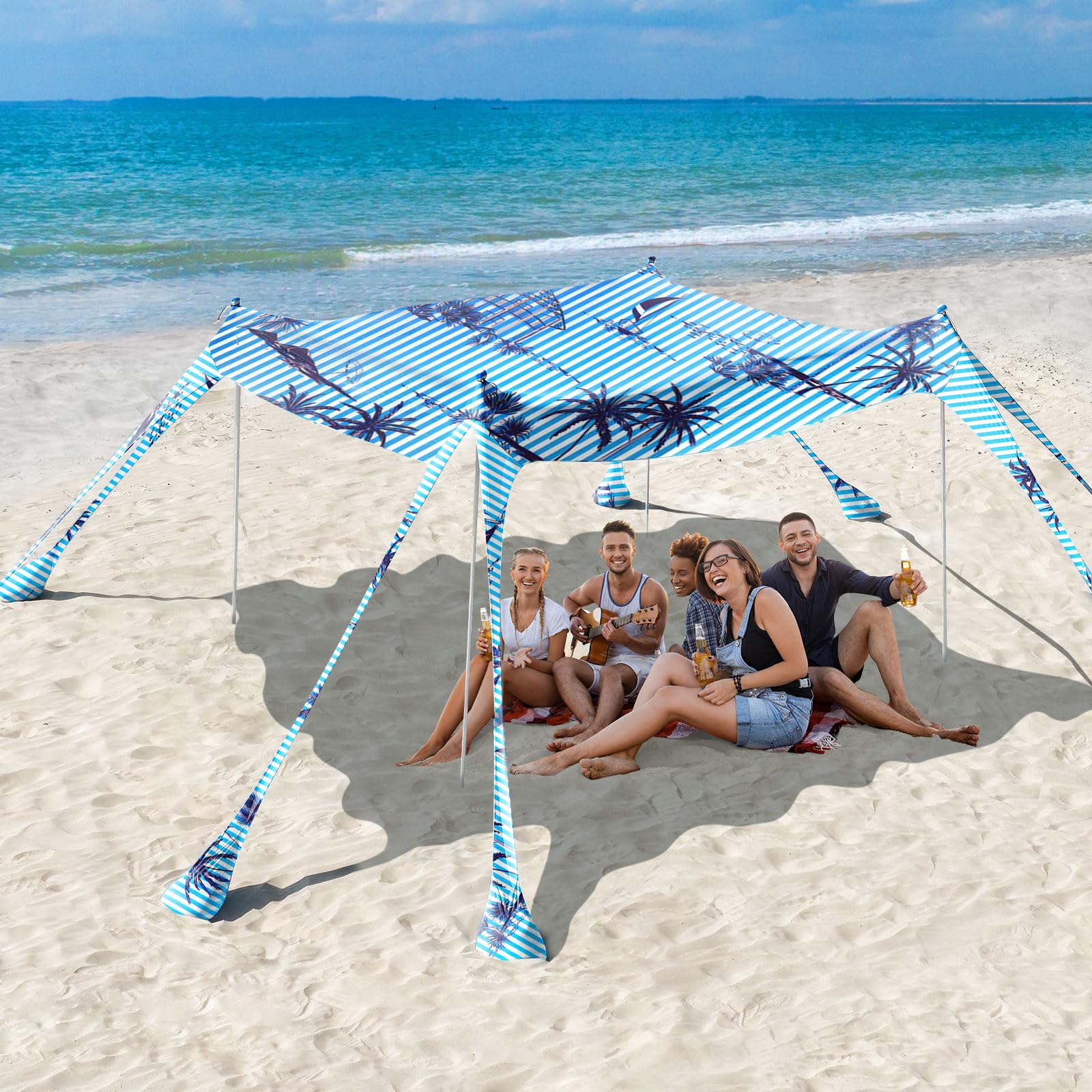 Rhino Valley UPF50+ Beach Tent Shade Canopy with Sandbags