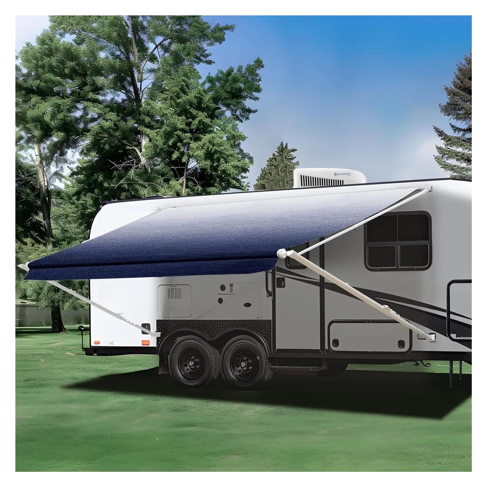 Manual Retractable RV Trailer Awning with Vinyl Fabric