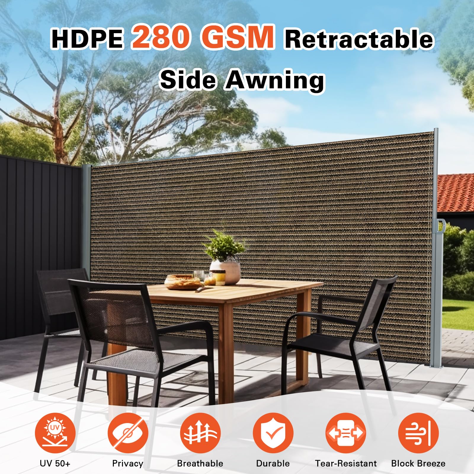 Retractable Side Awning Folding Privacy Screen