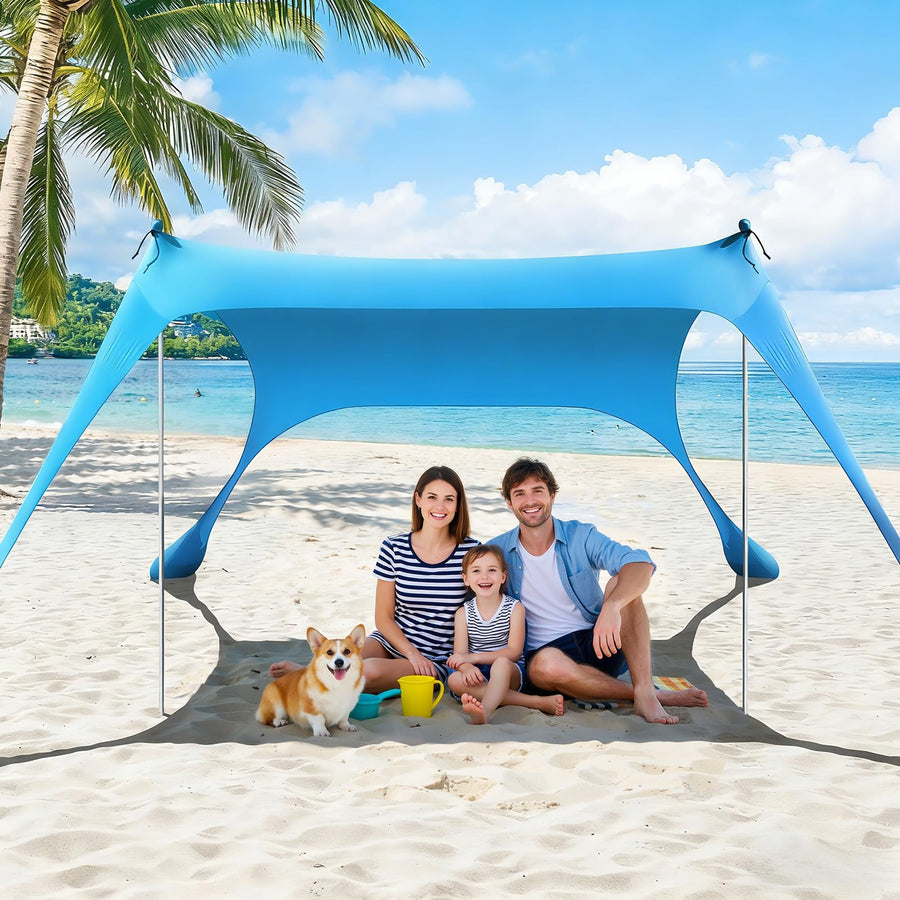 Rhino Valley UPF50+ Beach Tent Shade Canopy with Sandbags