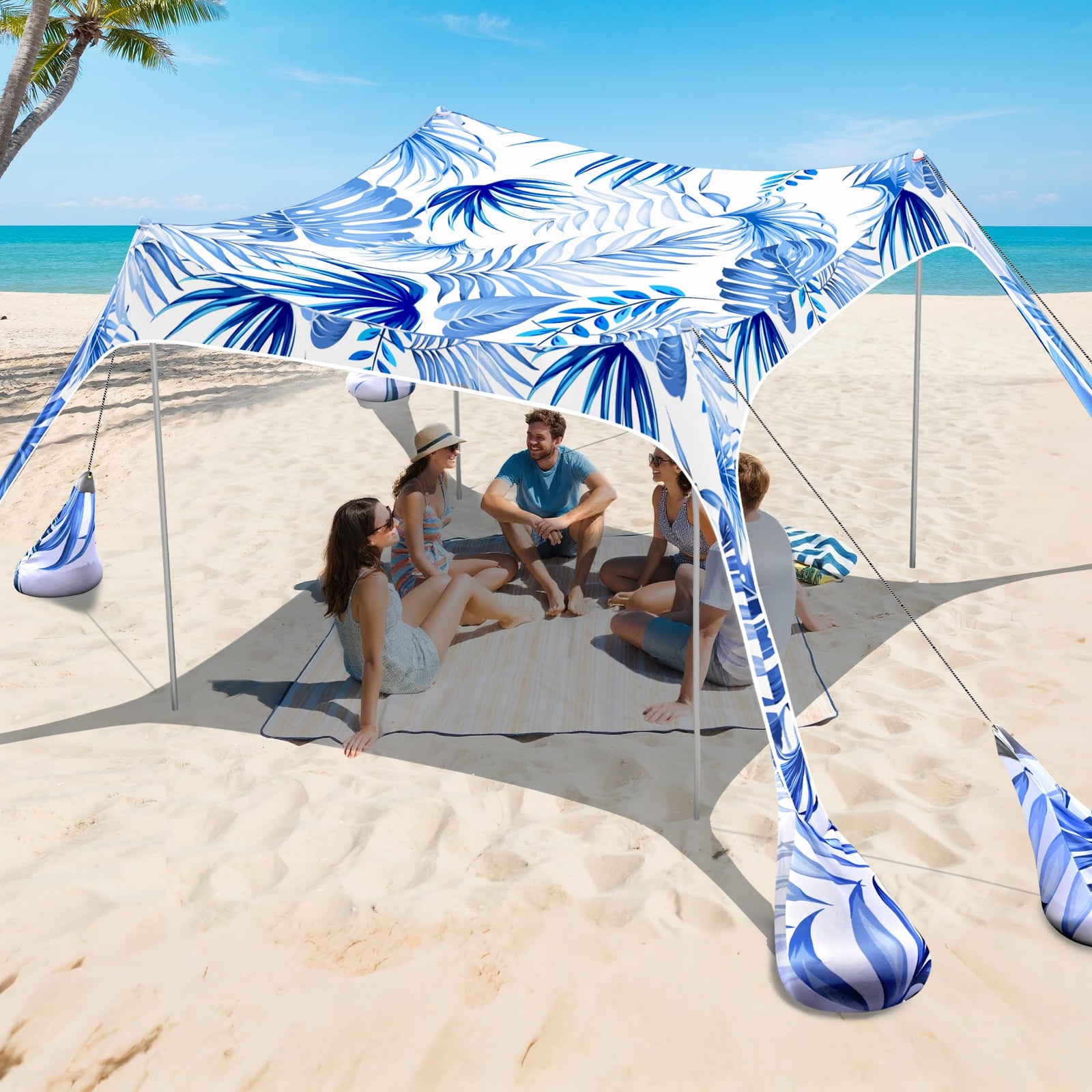 UPF 50+ Portable Beach Tent Sun Shelter with Sandbags
