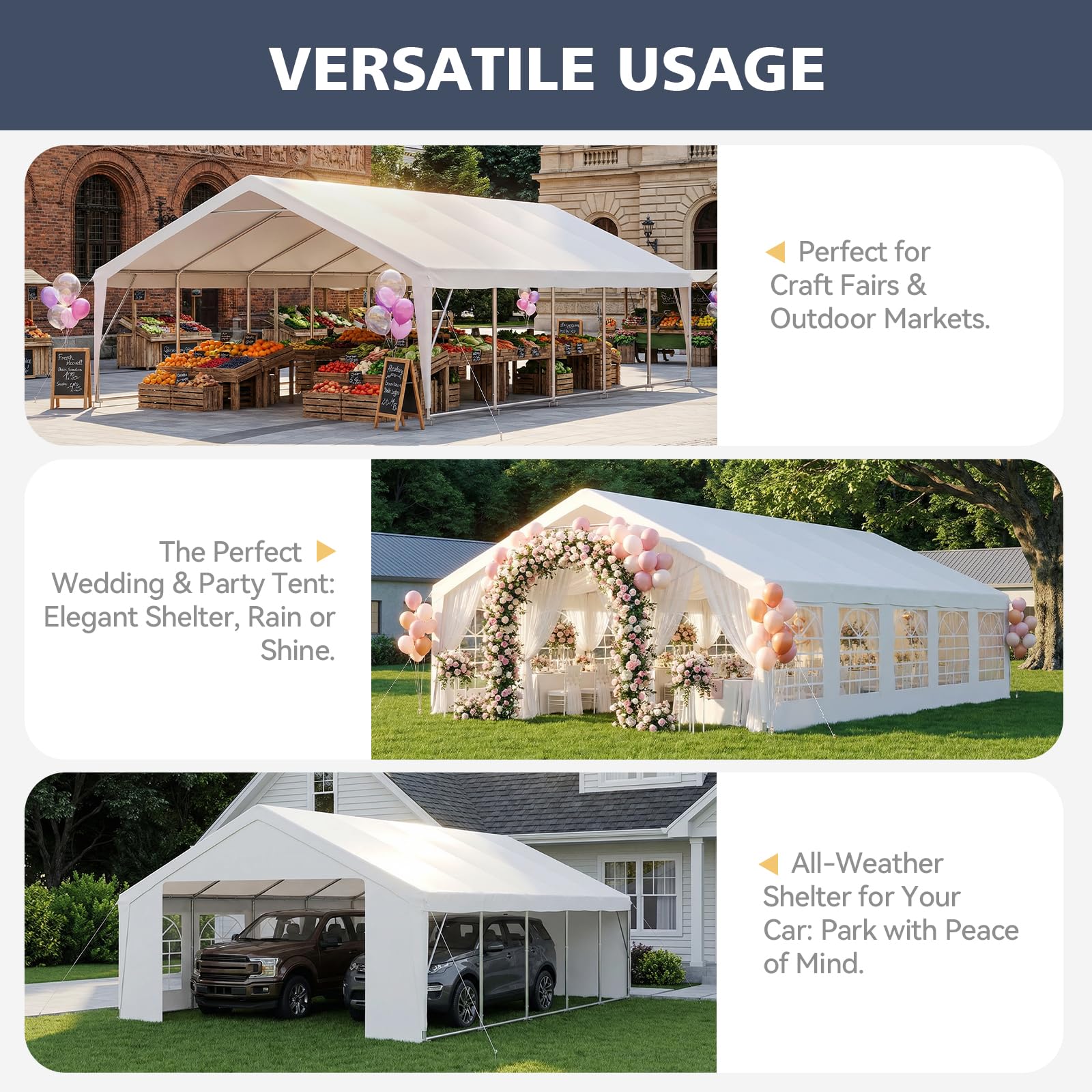 Heavy-Duty Waterproof Party Tent with Removable Sidewalls