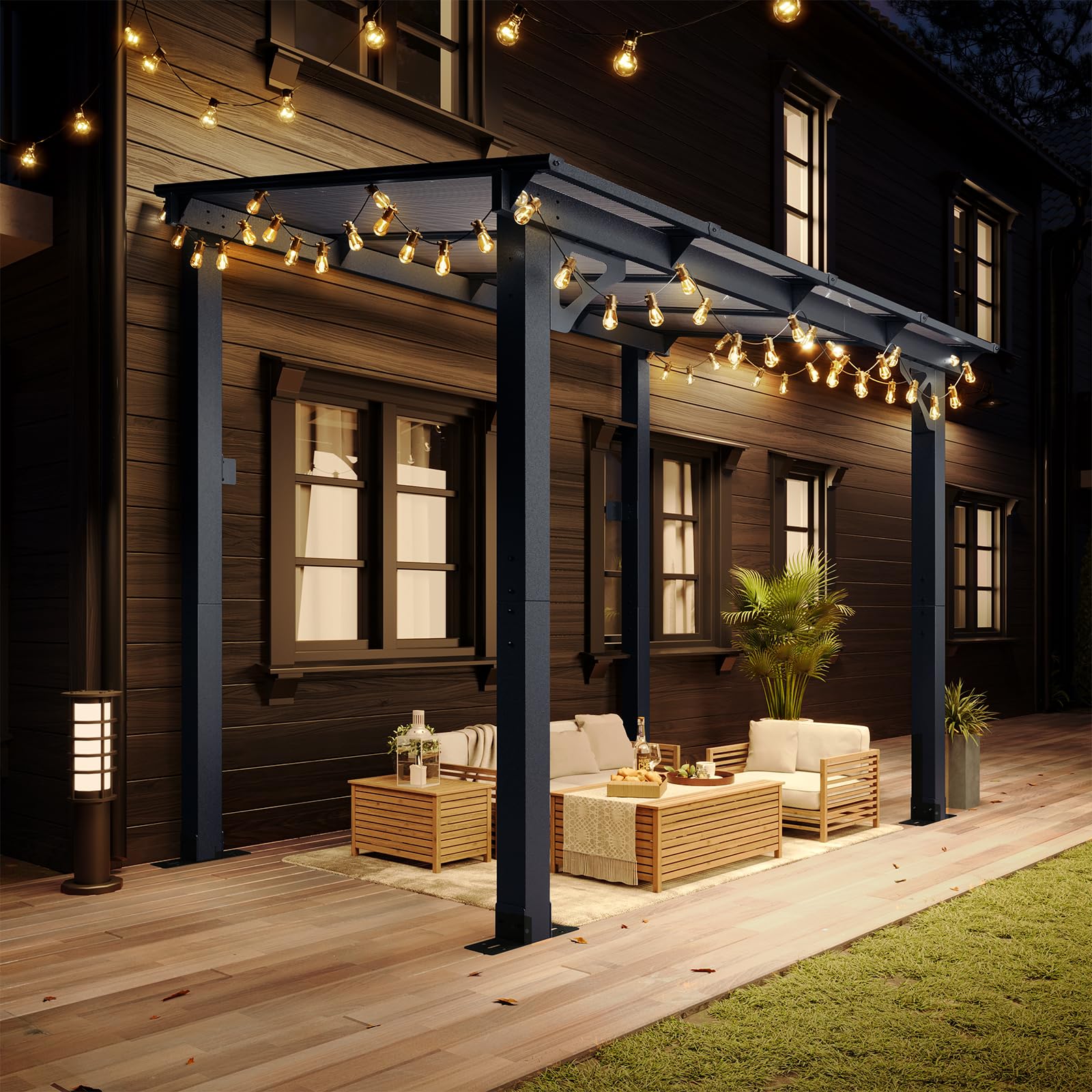 Wall-Mounted Outdoor Pergola for Patio Shade Cover