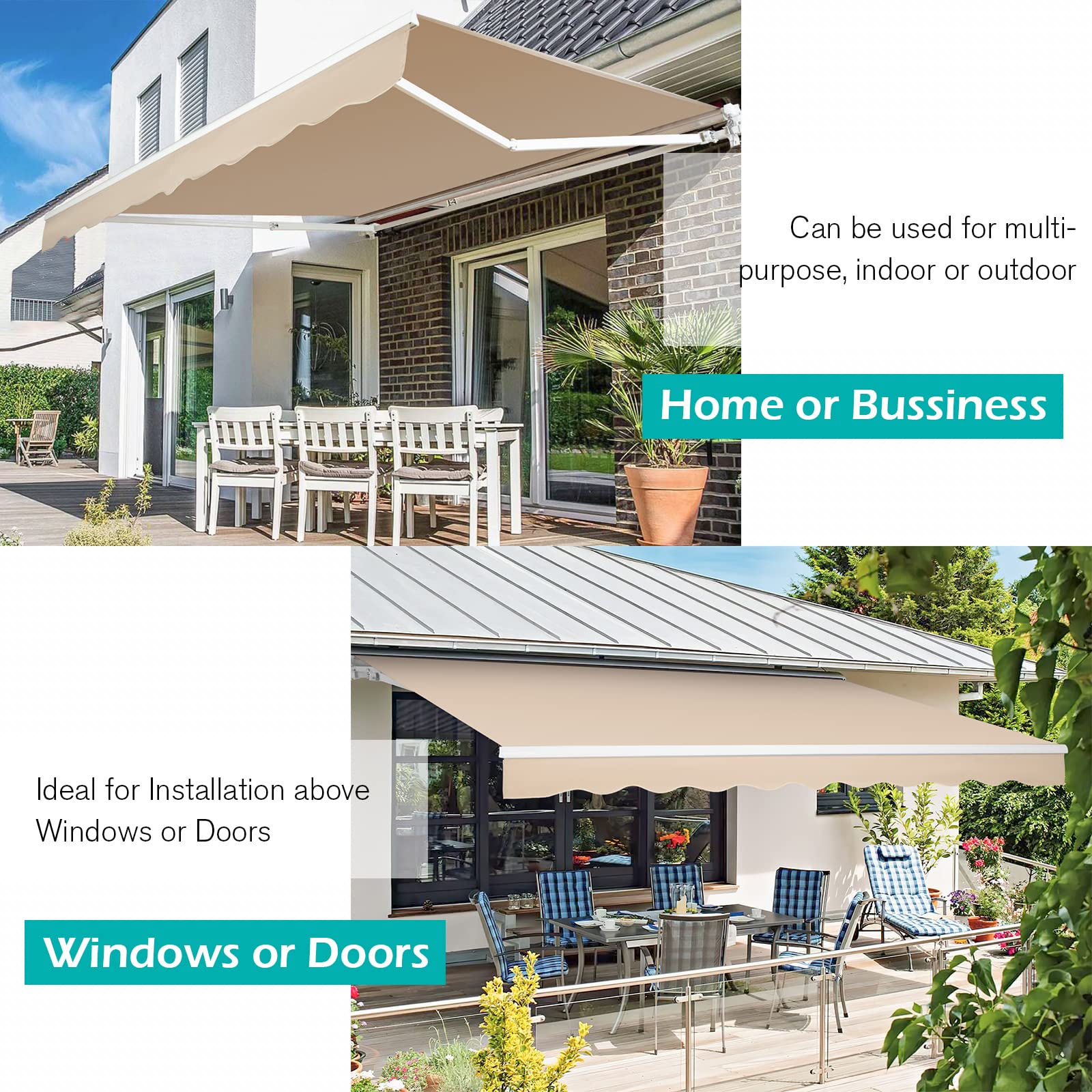Retractable Patio Awning for Outdoor Shade Cover