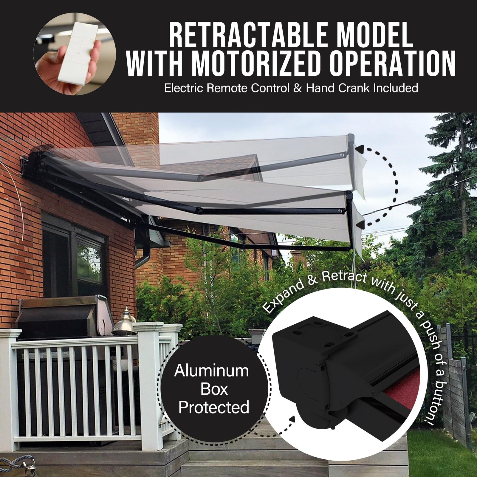 Full Cassette LED Retractable Awning with Remote