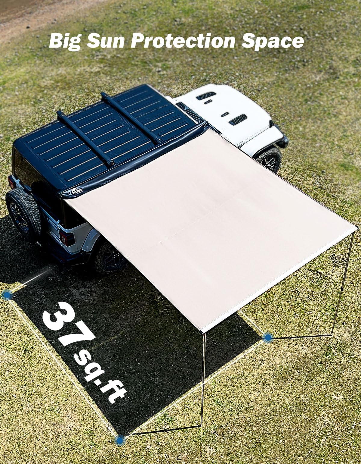 UV50+ Pull-Out Roof Rack Side Awning for SUV Truck