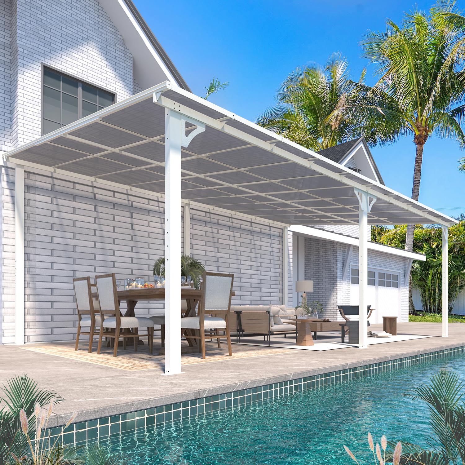 Wall-Mounted Hardtop Gazebo Awning for Backyard Patio
