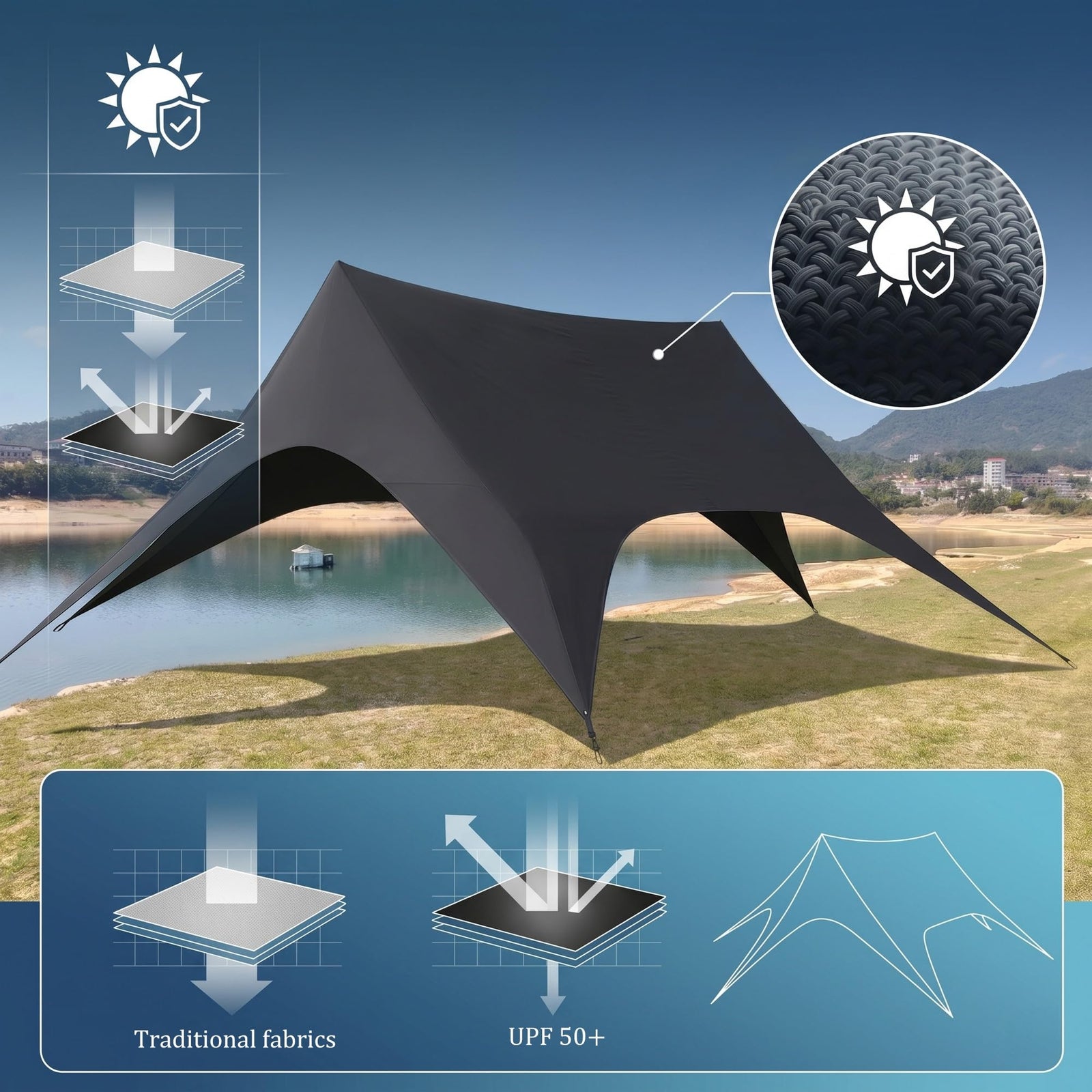 20.6x18FT Swallow-Tail UV Sun Shade Canopy Tent