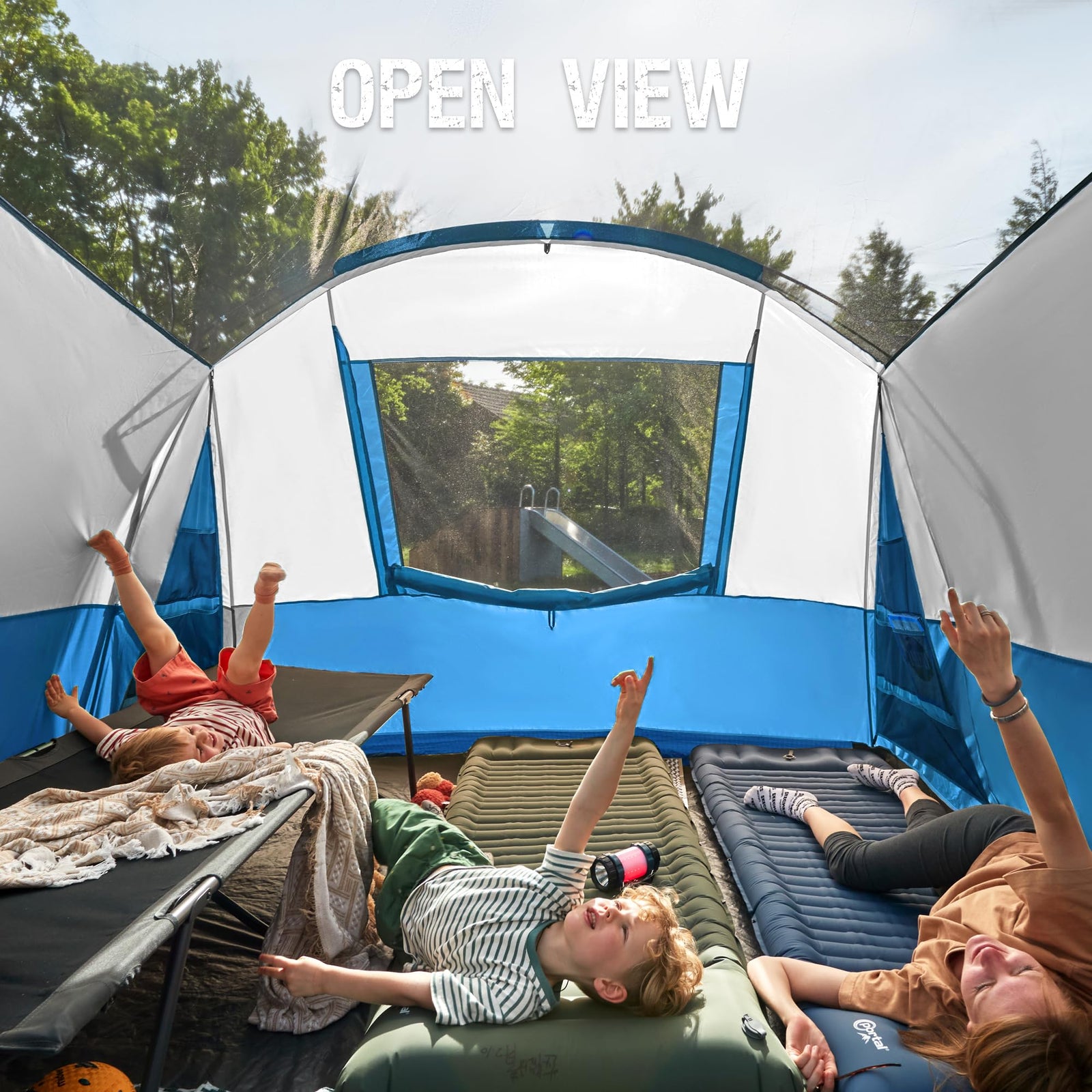 6-10 Person Water-Resistant Tunnel Tent with Screen Room