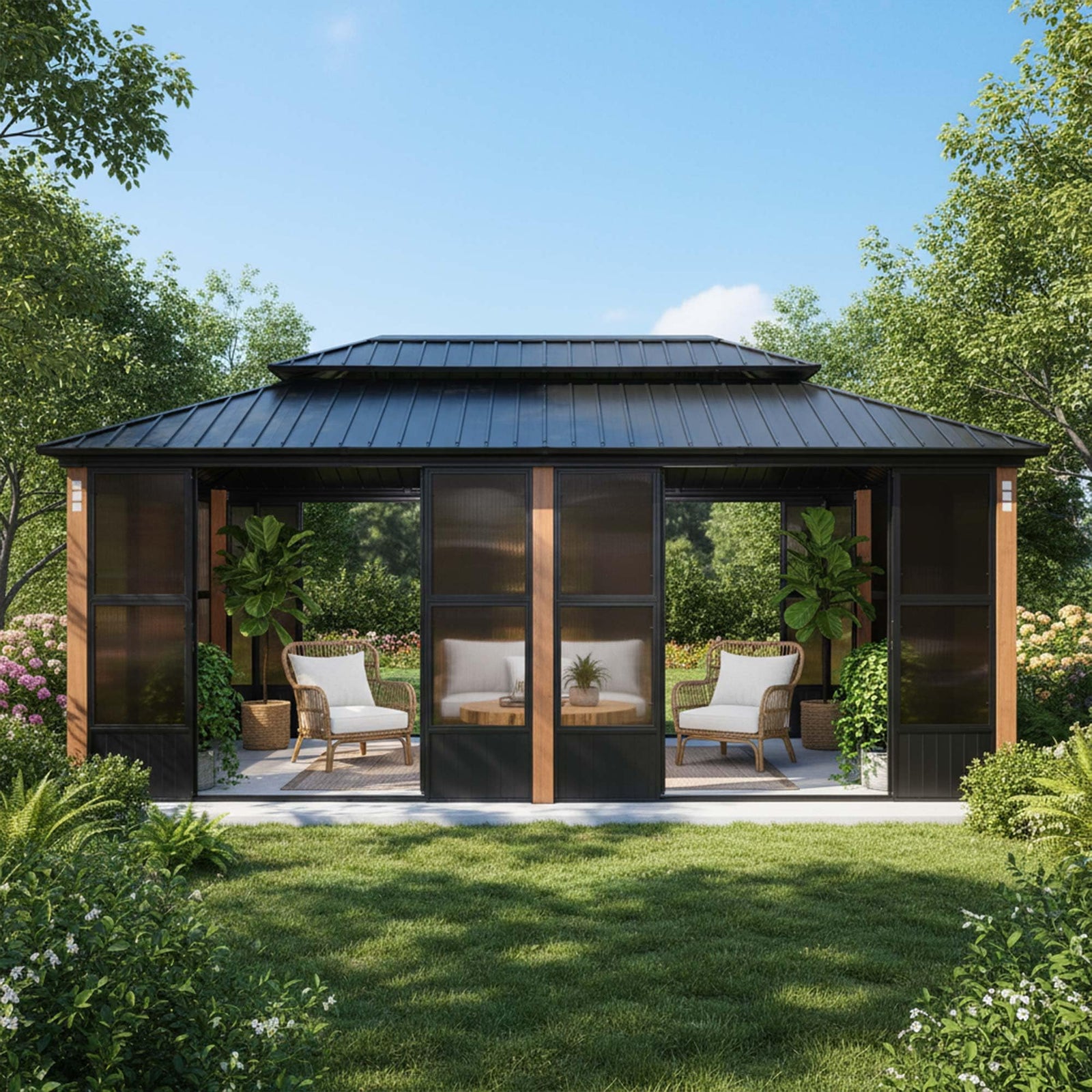 PURPLE LEAF Palace Hardtop Gazebo and Sunroom Kit