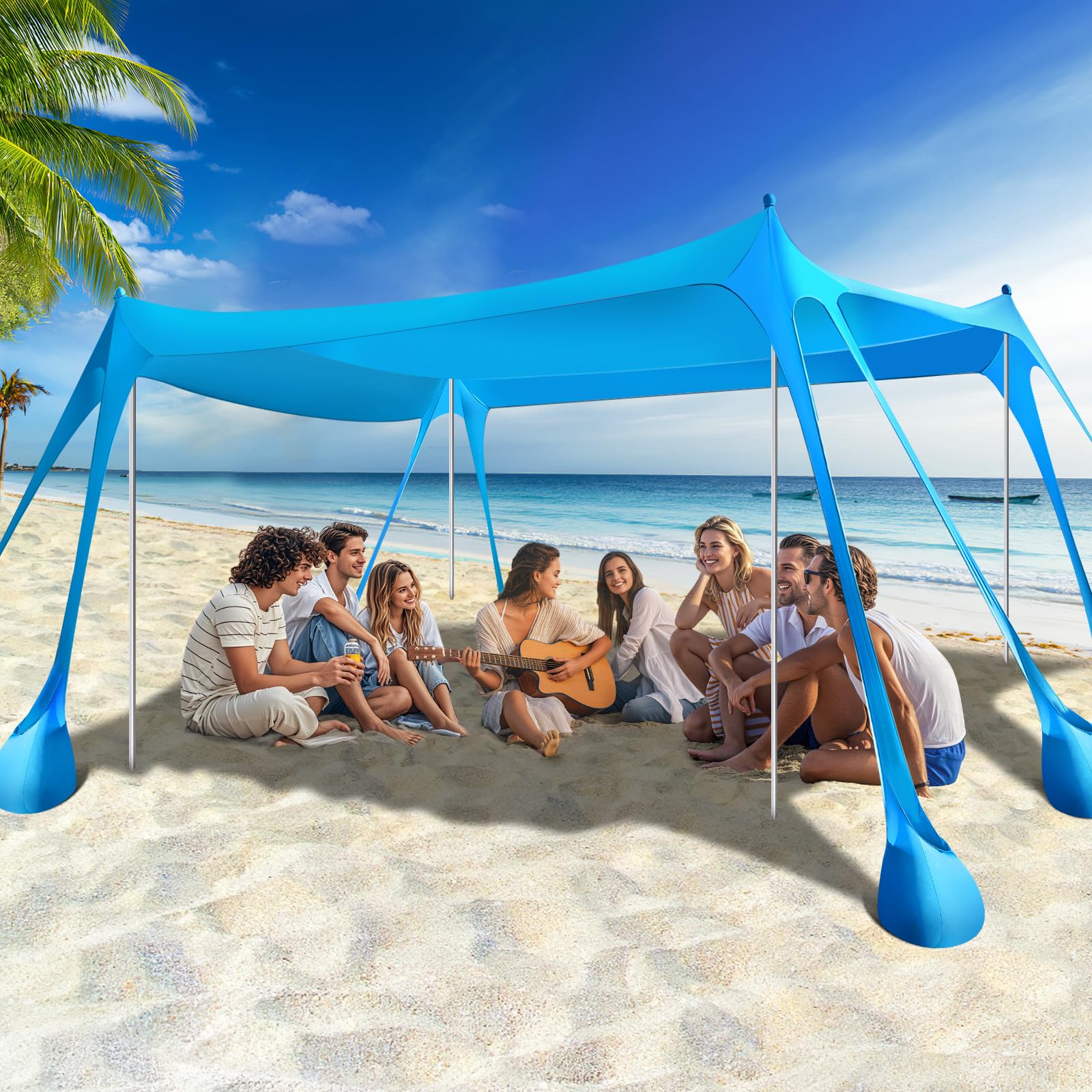 Rhino Valley UPF50+ Beach Tent Shade Canopy with Sandbags