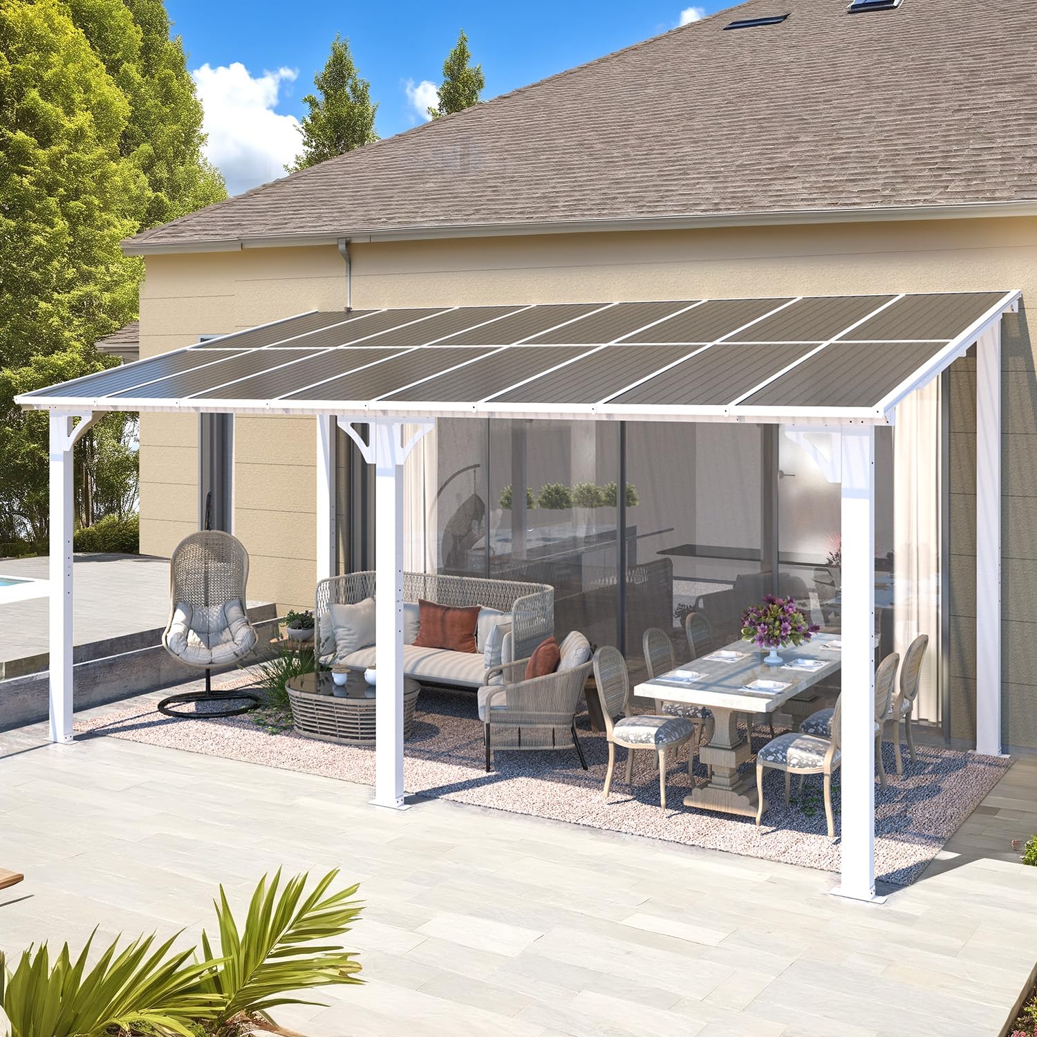 Wall-Mounted Hardtop Gazebo Awning for Backyard Patio