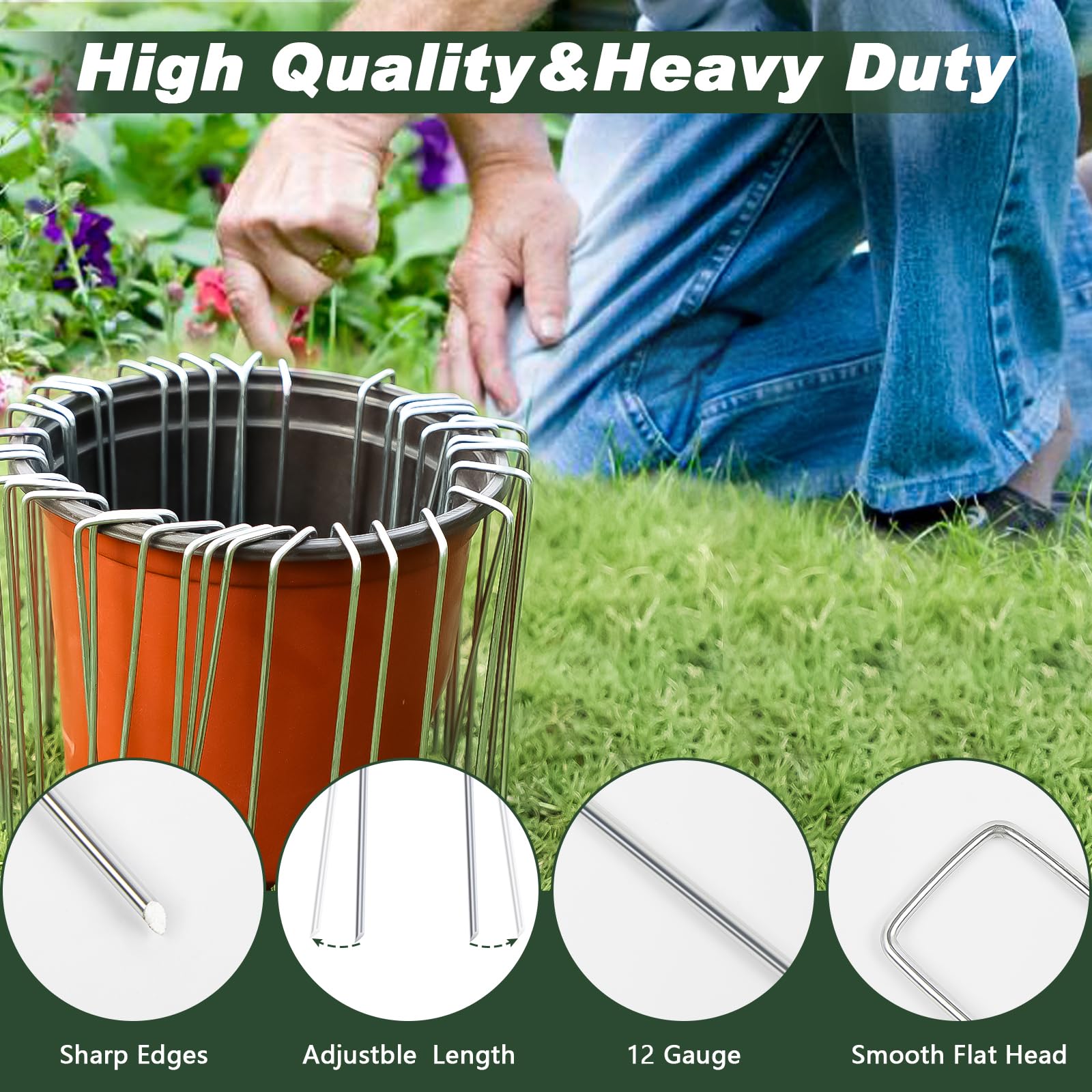 Galvanized 11-Gauge Garden Staples and Yard Stakes