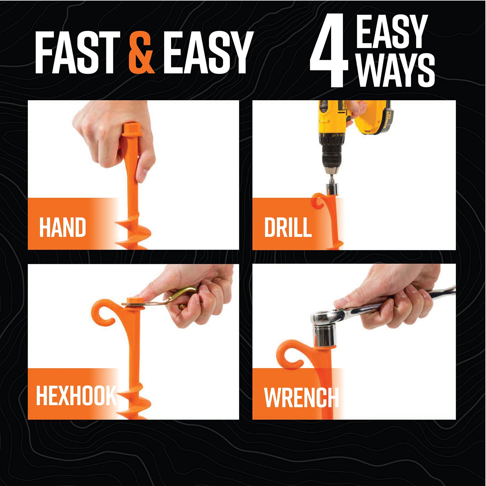 Heavy-Duty Orange Sand Tent Stakes, 15-Piece Set