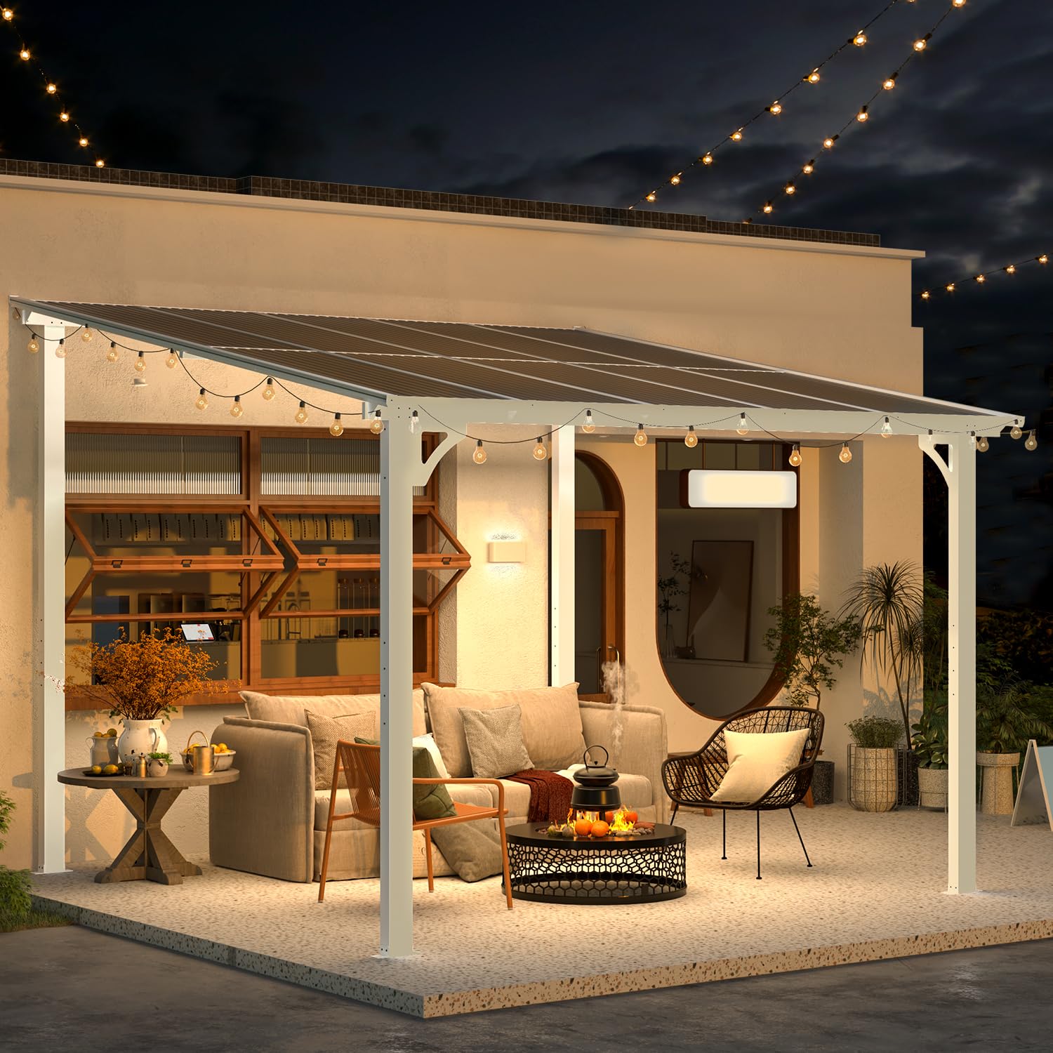 Wall-Mounted Hardtop Gazebo Awning for Backyard Patio