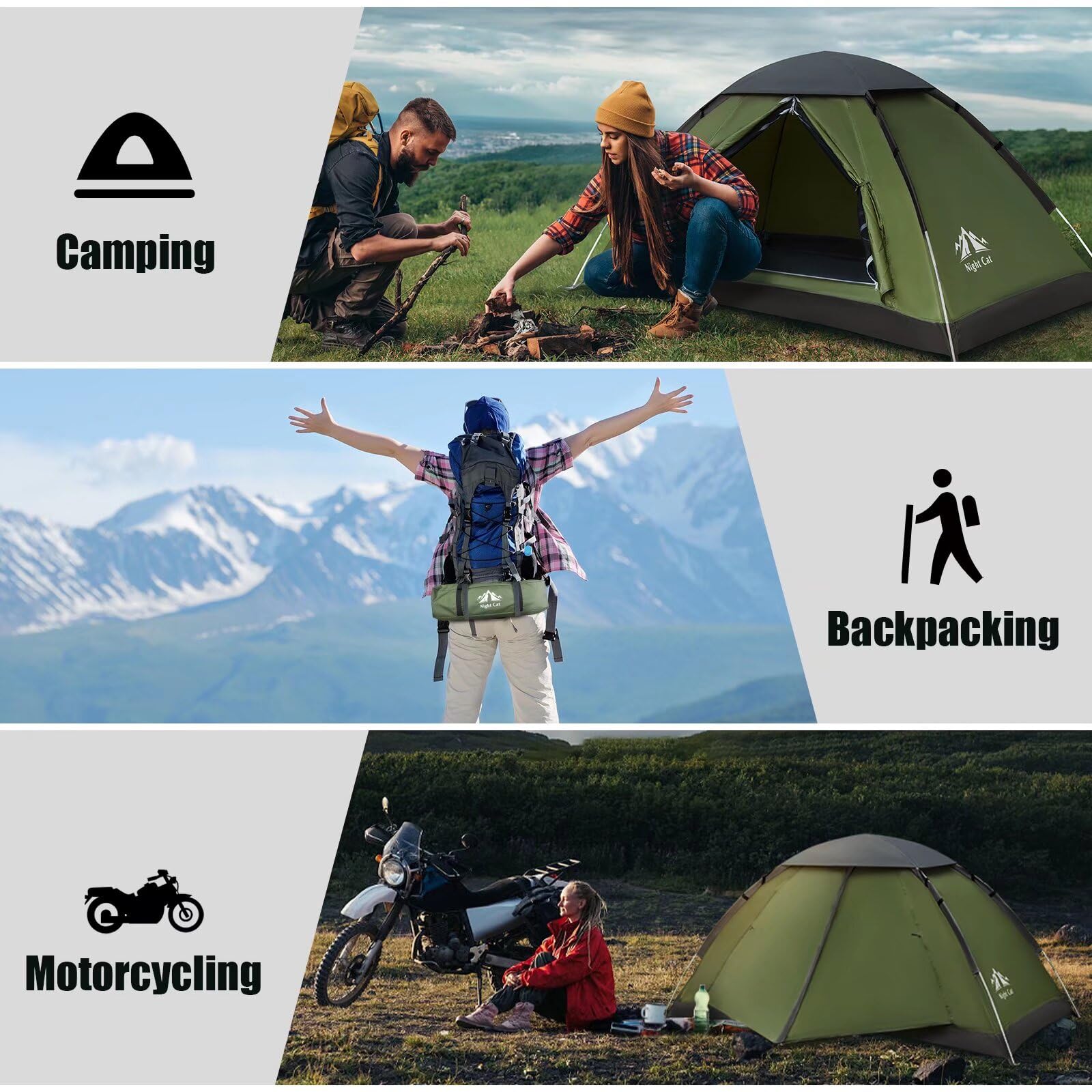1-2 Person Lightweight Waterproof Backpacking Tent