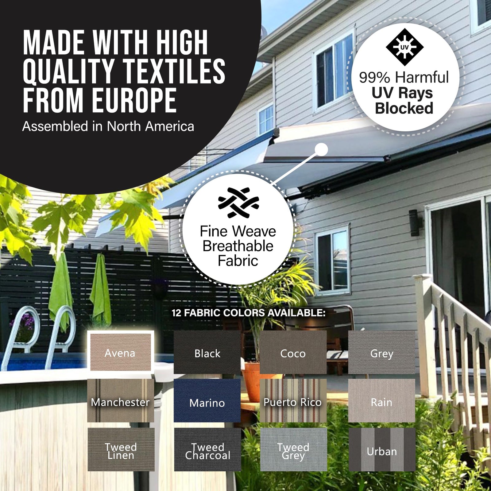 Full Cassette LED Retractable Awning with Remote
