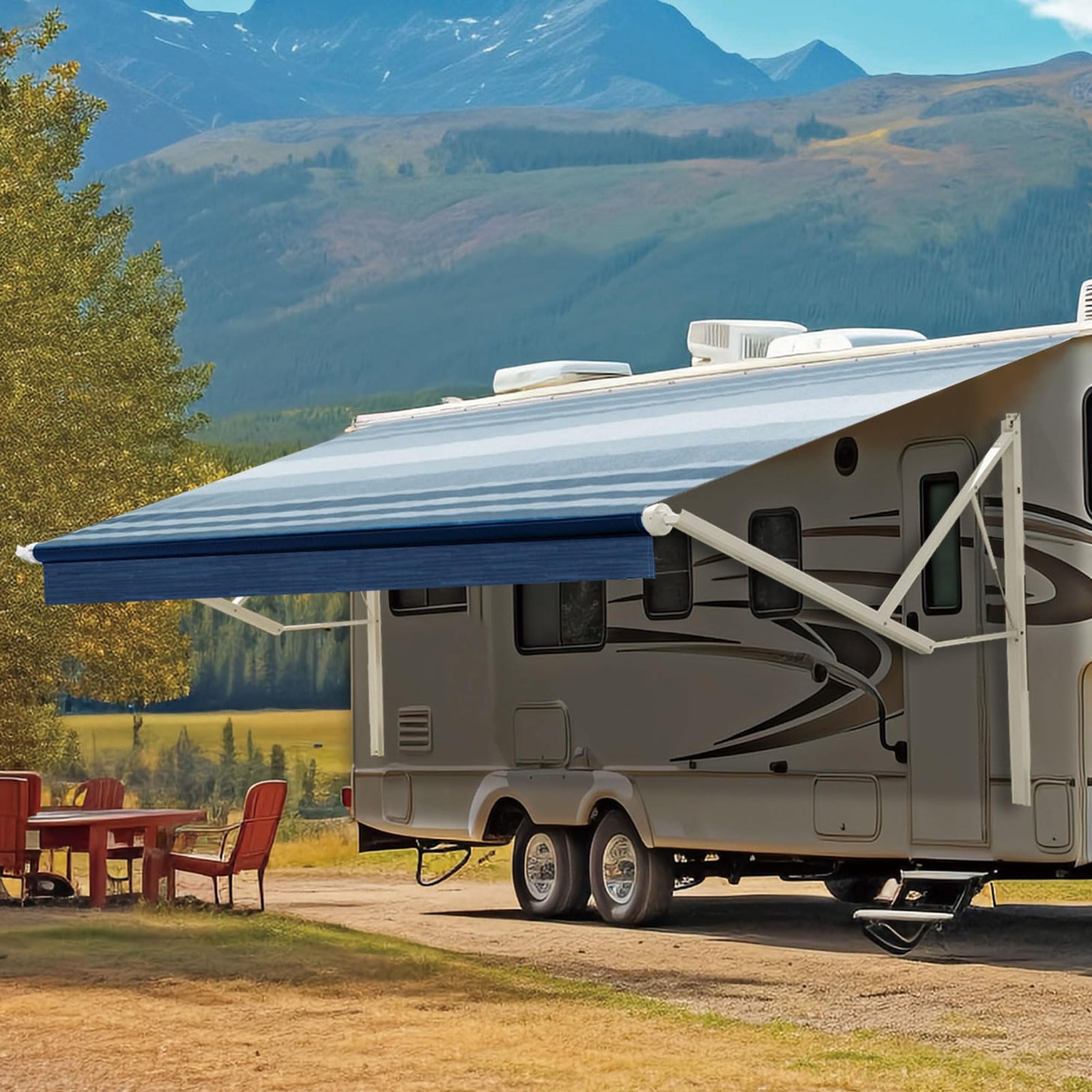 Motorized Retractable RV Awning Complete Kit for Trailers