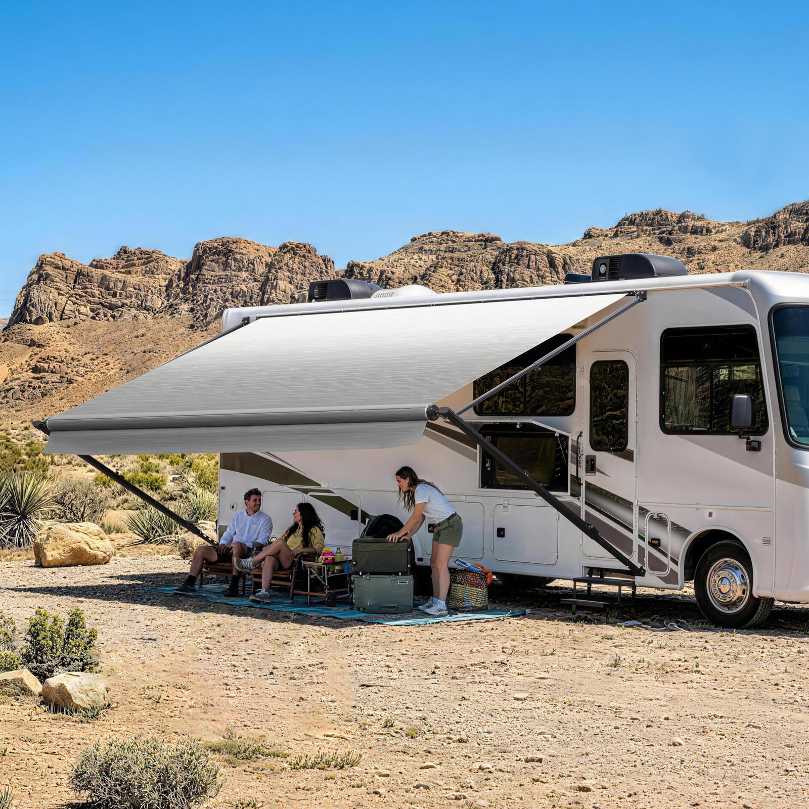 10x8FT Black Manual RV Awning Kit for Campers