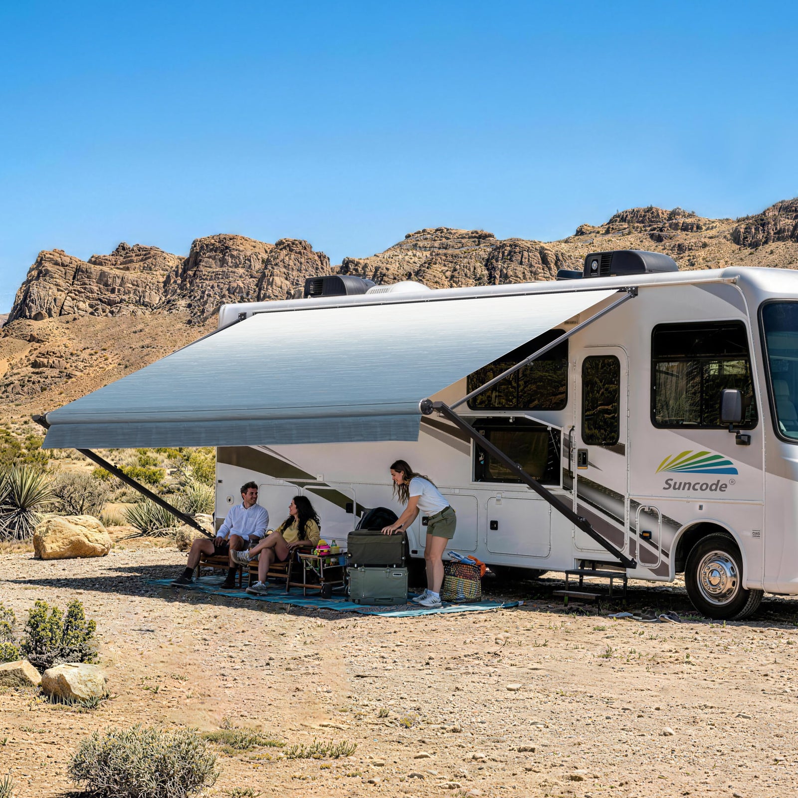 10x8FT Black Manual RV Awning Kit for Campers