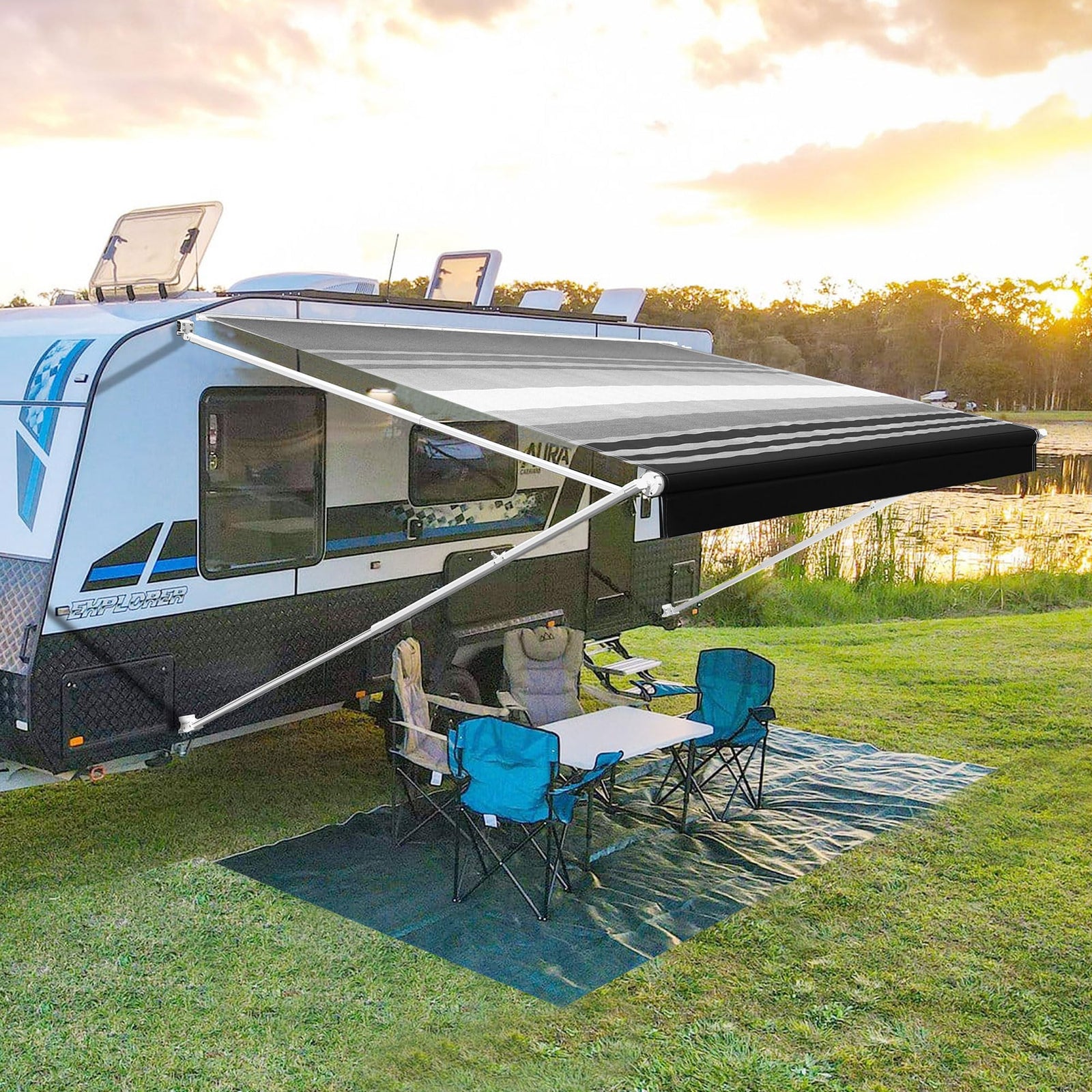 YESCAMP Manual Retractable RV Awning Kit for Trailers