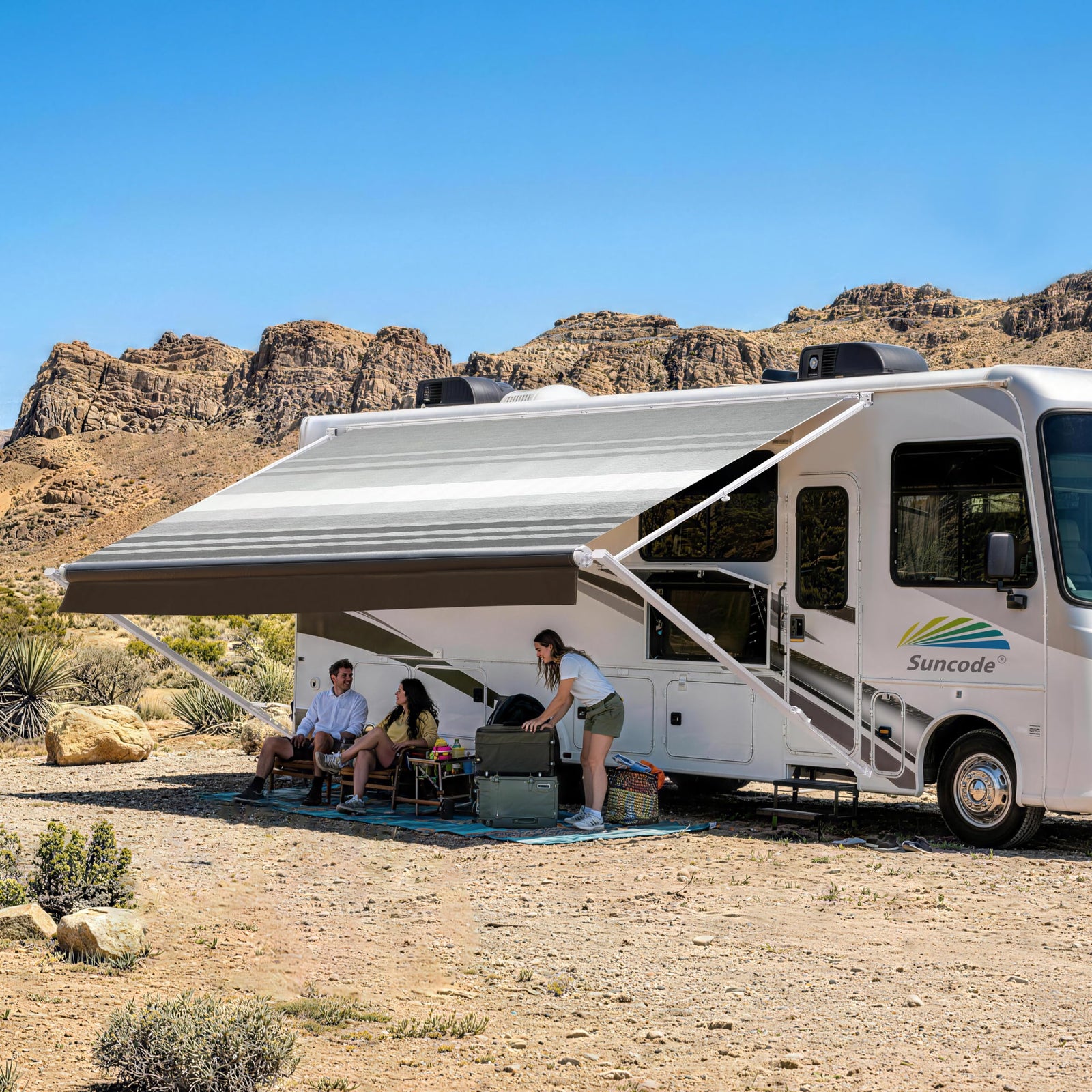10x8FT Black Manual RV Awning Kit for Campers