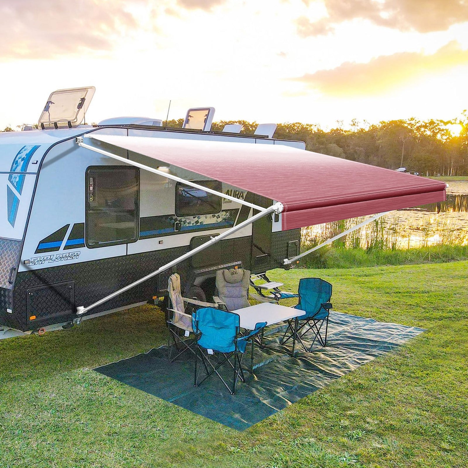 YESCAMP Manual Retractable RV Awning Kit for Trailers