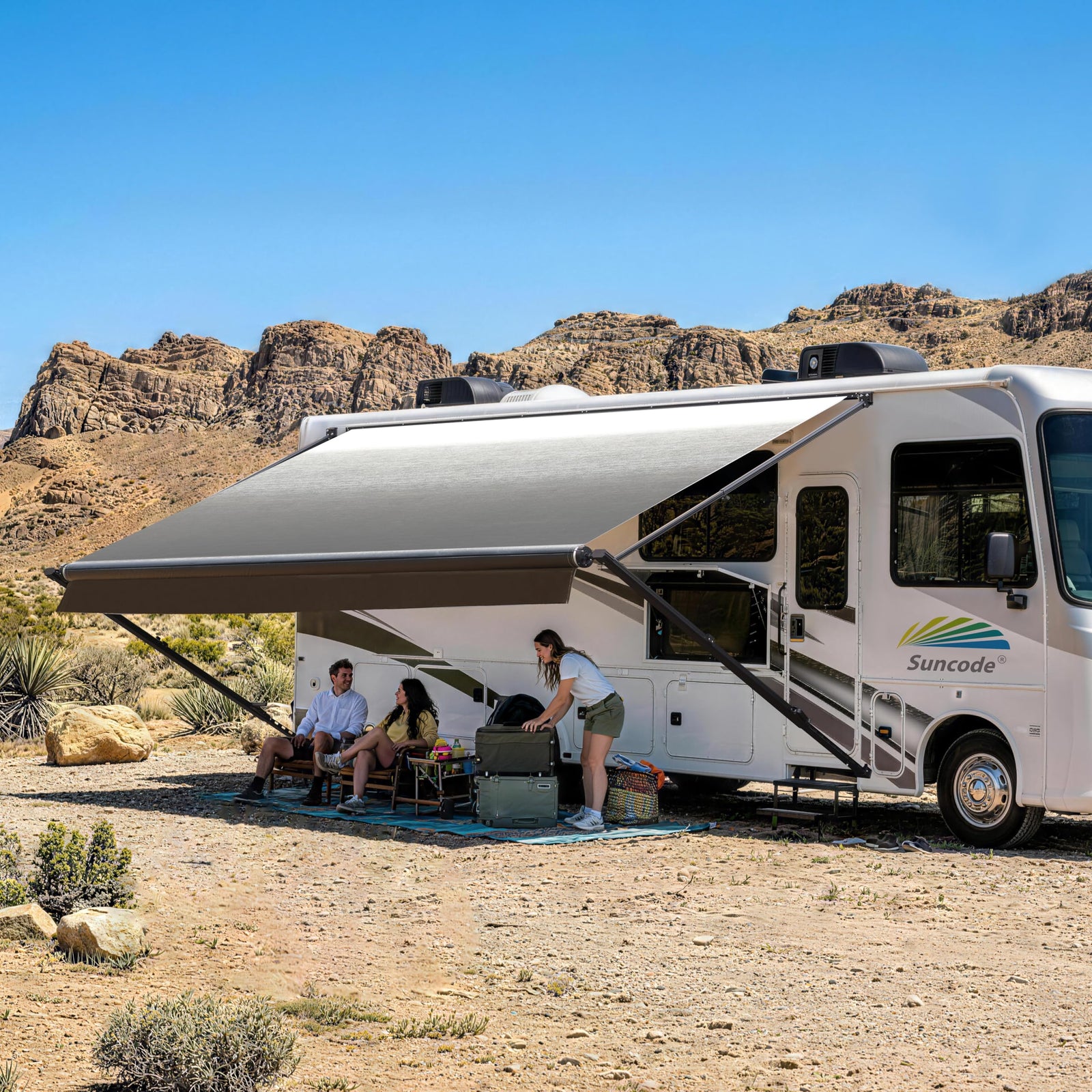 10x8FT Black Manual RV Awning Kit for Campers