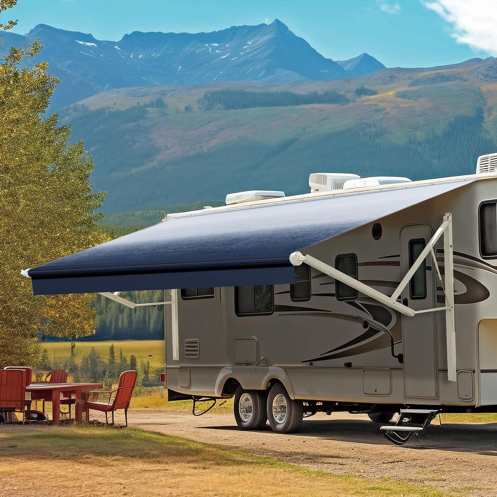 Motorized Retractable RV Awning Complete Kit for Trailers