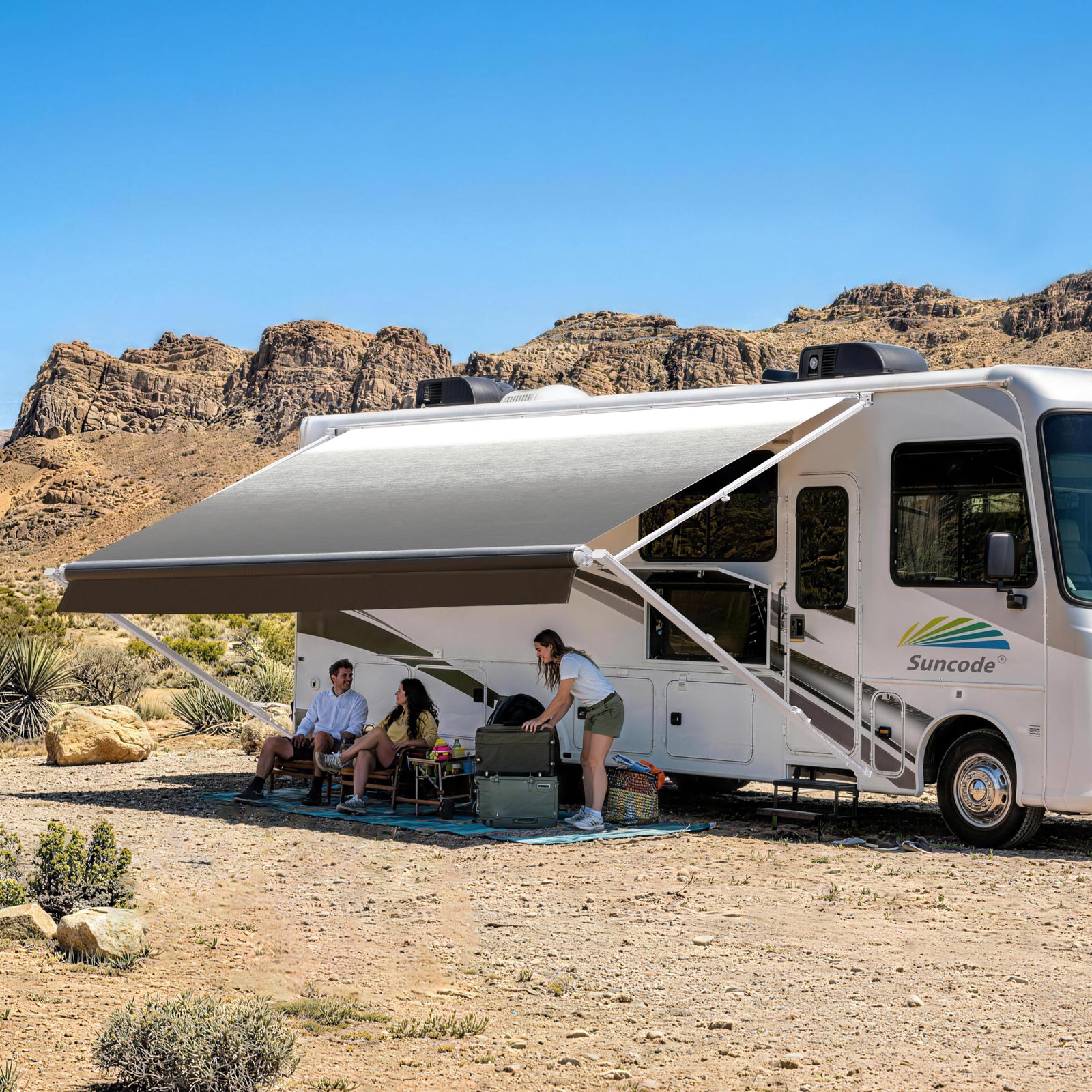 10x8FT Black Manual RV Awning Kit for Campers