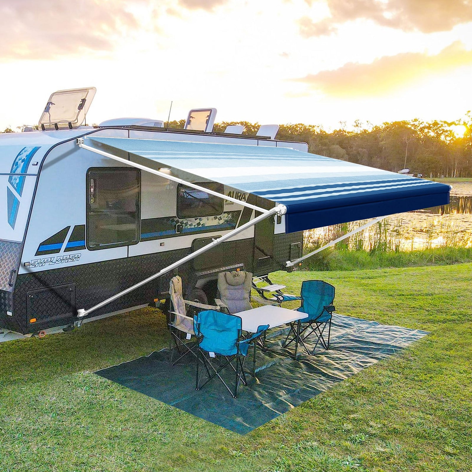 YESCAMP Manual Retractable RV Awning Kit for Trailers