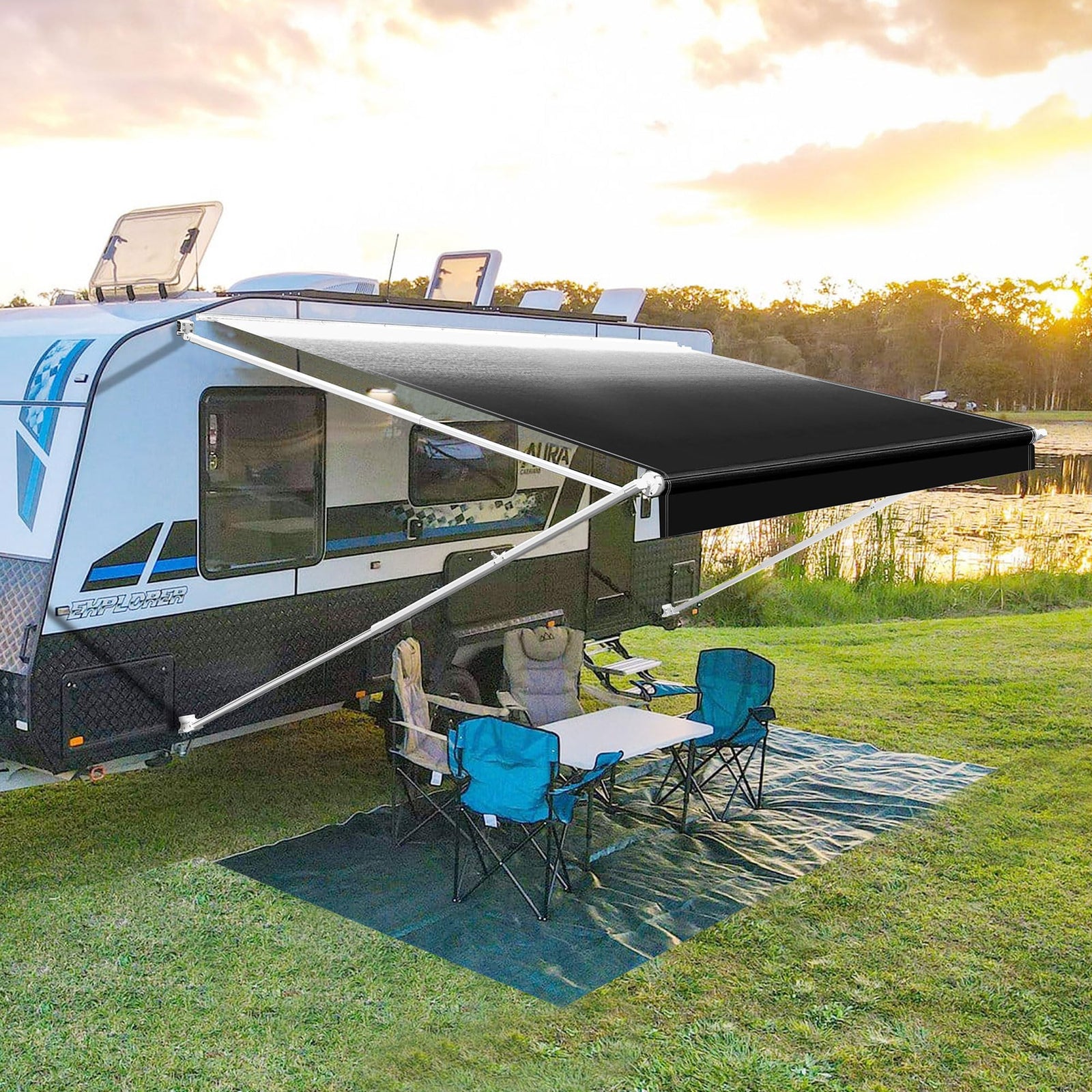 YESCAMP Manual Retractable RV Awning Kit for Trailers