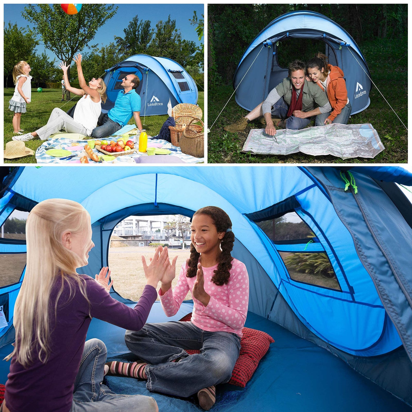 4-Person Waterproof Pop-Up Camping Tent with 2 Doors