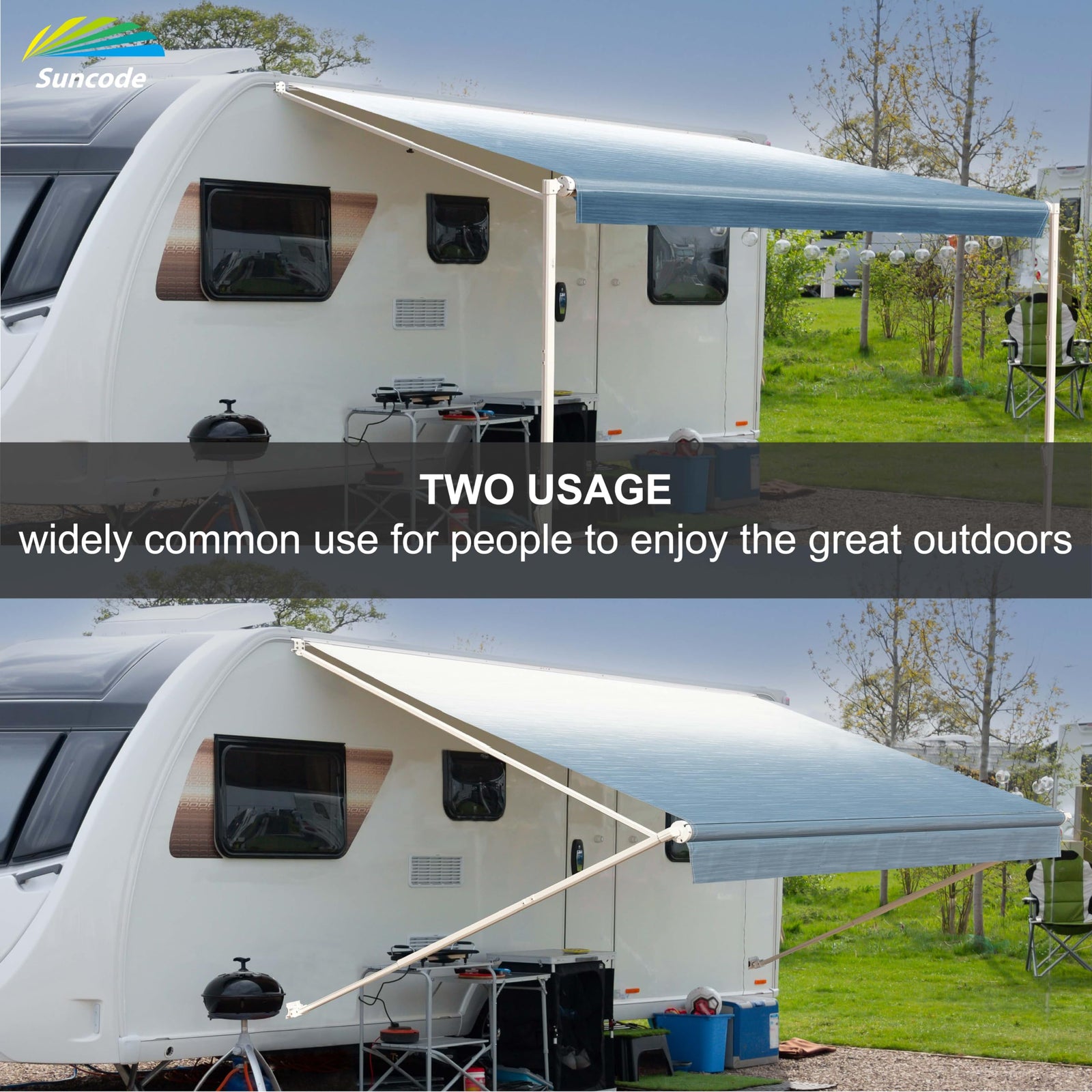 10x8FT Black Manual RV Awning Kit for Campers