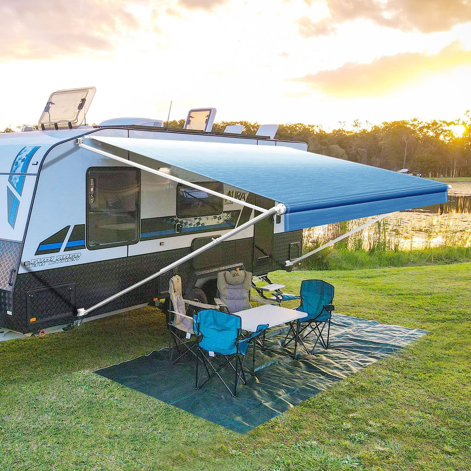 YESCAMP Manual Retractable RV Awning Kit for Trailers