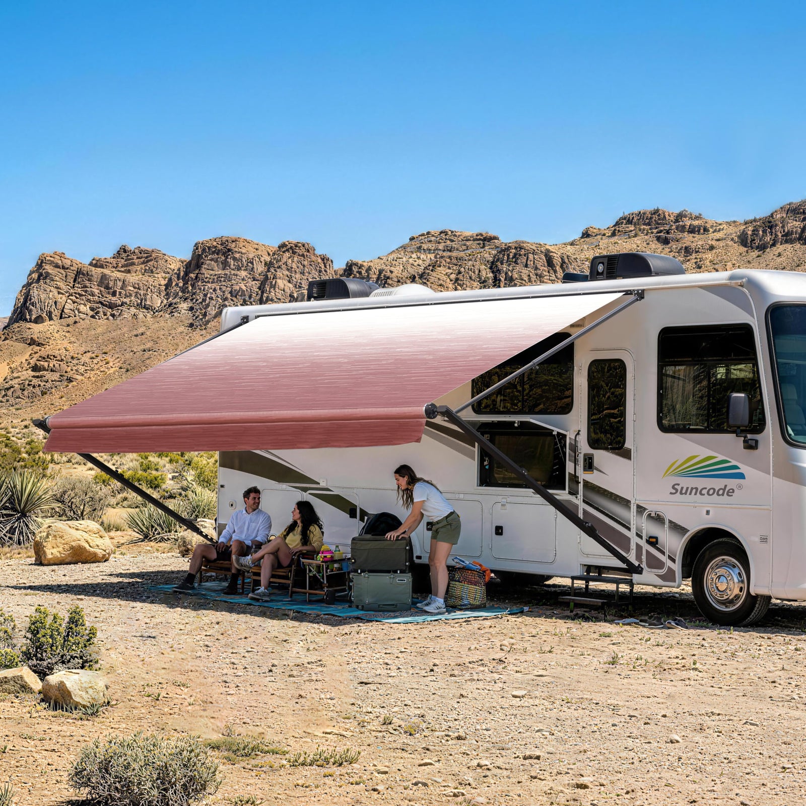 10x8FT Black Manual RV Awning Kit for Campers