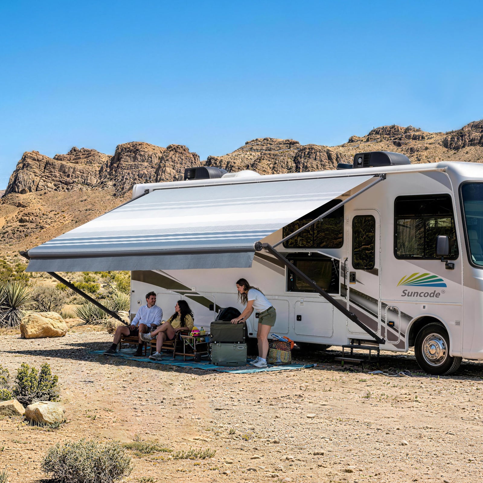 10x8FT Black Manual RV Awning Kit for Campers