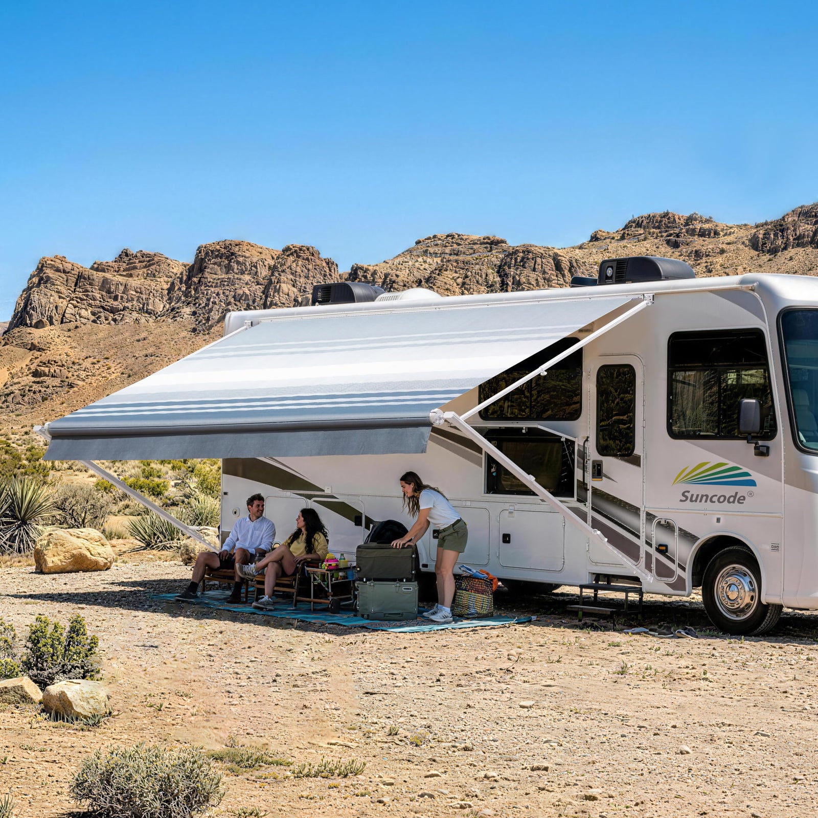 10x8FT Black Manual RV Awning Kit for Campers