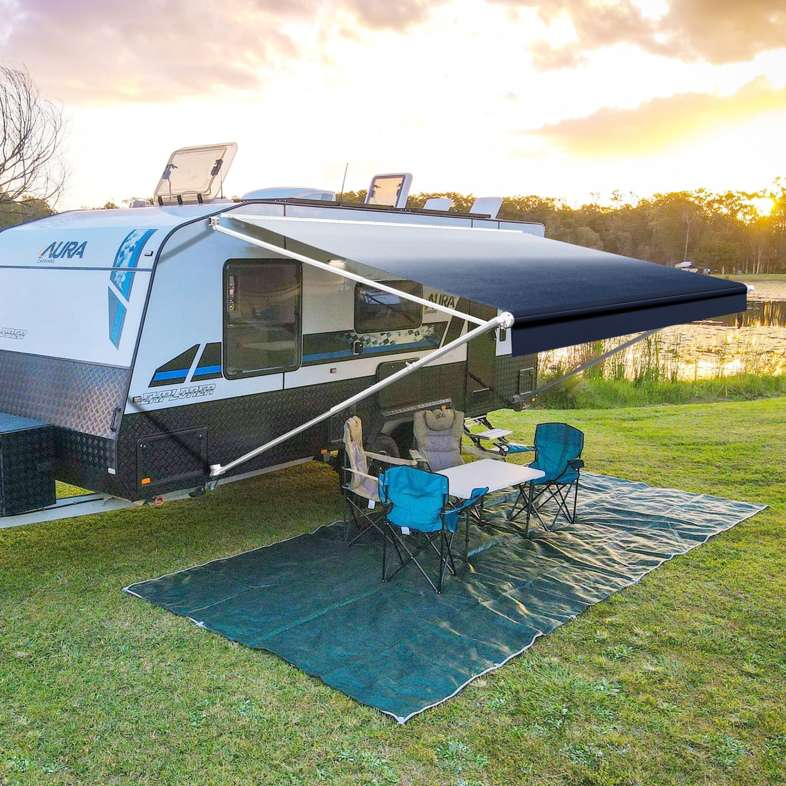 YESCAMP Manual Retractable RV Awning Kit for Trailers