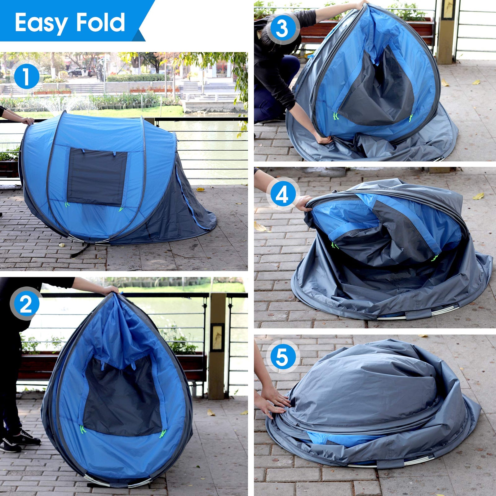 4-Person Waterproof Pop-Up Camping Tent with 2 Doors