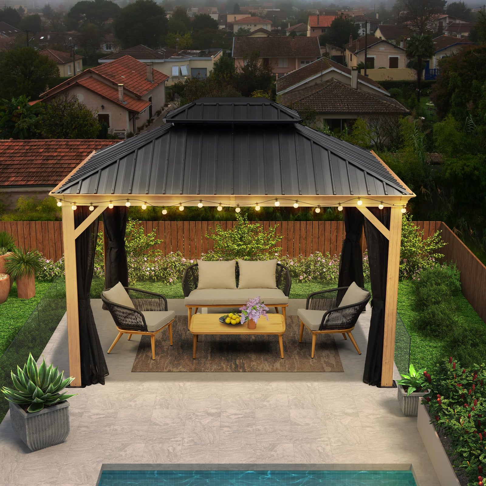 PURPLE LEAF Palace Hardtop Gazebo and Sunroom Kit