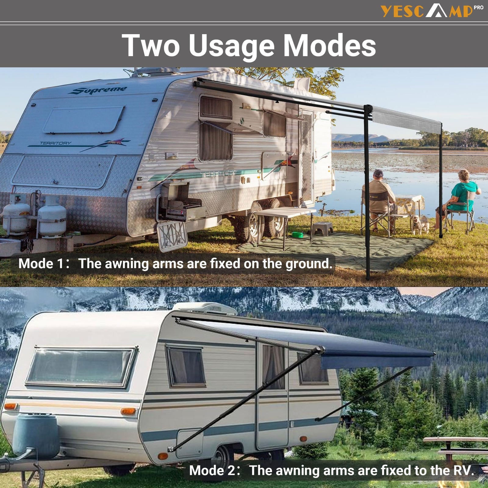 YESCAMP Manual Retractable RV Awning Kit for Trailers