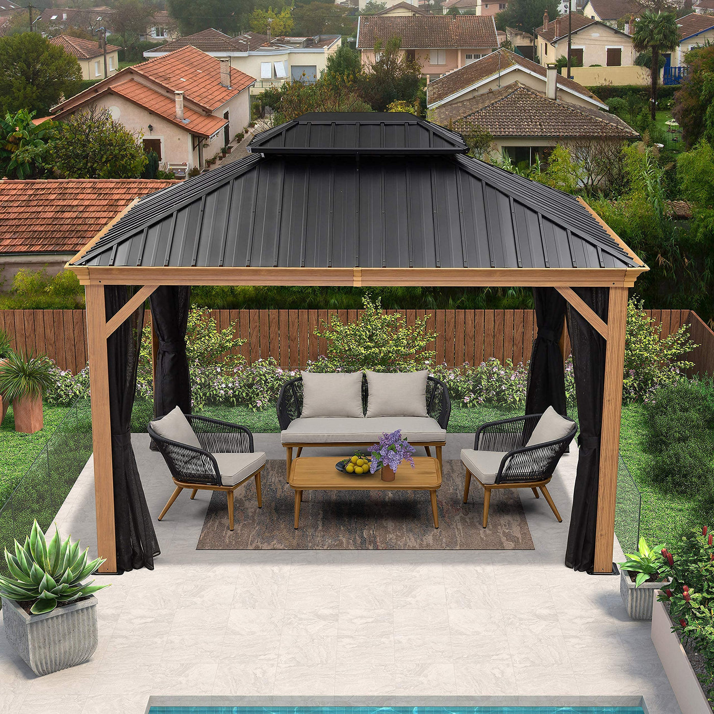 PURPLE LEAF Palace Hardtop Gazebo and Sunroom Kit